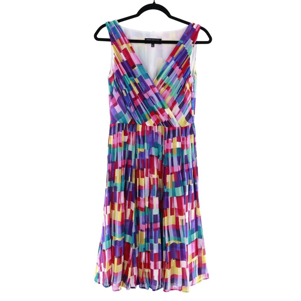 Jones New York Silk Dress Womens 4 Multi Art Teacher‎ Art To Wear Twee Unique